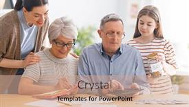  Presentation with desk - Beautiful theme featuring family-are-sitting backdrop and a coral colored foreground