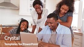  Presentation with teachers working around a table - PPT layouts featuring family around kitchen table booking background and a red colored foreground