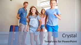  Presentation with vacation - PPT theme enhanced with family arriving at summer vacation background and a light blue colored foreground