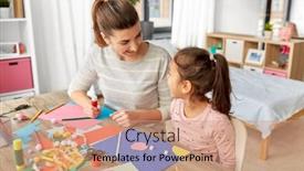  Presentation with art craft - Colorful PPT layouts enhanced with family-art-and-craft-concept backdrop and a coral colored foreground