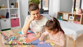  Presentation with art craft - Audience pleasing theme consisting of family-art-and-craft-concept backdrop and a coral colored foreground
