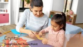  Presentation with art craft - PPT theme consisting of family-art-and-craft-concept background and a coral colored foreground