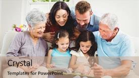  Presentation with family reading - Colorful PPT layouts enhanced with family assisting girls while reading backdrop and a coral colored foreground