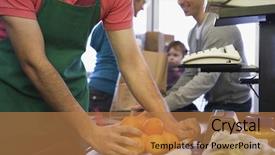  Presentation with route optimization supermarket - PPT theme featuring family at a supermarket checkout background and a coral colored foreground