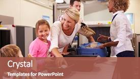  Presentation with airport security - Colorful slide deck enhanced with family at airport passing backdrop and a red colored foreground