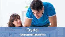  Presentation with happy baby - Beautiful PPT layouts featuring family at baby bed cot backdrop and a teal colored foreground