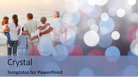  Presentation with red white blue - Theme enhanced with family at beach with red background and a teal colored foreground