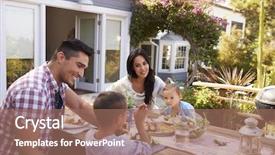  Presentation with ready to eat meal delivery - Slides enhanced with family at home eating outdoor background and a coral colored foreground