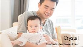  Presentation with home black family - Presentation theme enhanced with family at home father babysitting background and a lemonade colored foreground