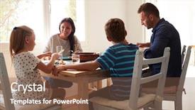  Presentation with ready to eat meal delivery - Cool new slides with family at home in eating backdrop and a tawny brown colored foreground