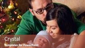  Presentation with baby tree - Cool new slide set with family at home near christmas tree - woman man and newborn baby backdrop and a red colored foreground