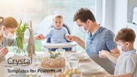  Presentation with easter - Cool new slides with family-at-home-quarantine-over backdrop and a mint green colored foreground