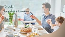  Presentation with easter - Beautiful PPT theme featuring family-at-home-quarantine-over backdrop and a sky blue colored foreground