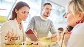  Presentation with airport terminal - Colorful slide set enhanced with family-at-the-check backdrop and a coral colored foreground