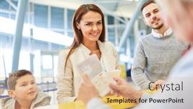  Presentation with airport boarding pass - Amazing presentation design having family-at-the-check backdrop and a lemonade colored foreground