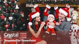  Presentation with night - Presentation theme featuring family at the christmas night background and a  colored foreground