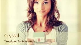  Presentation with white house - Cool new slide set with family banking - beautiful young woman holding euros backdrop and a soft green colored foreground