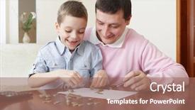  Presentation with banking - Audience pleasing slides consisting of family banking - father training the son backdrop and a coral colored foreground