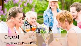  Presentation with bbq - PPT layouts enhanced with family barbeque - friends eating bbq sausage background and a  colored foreground