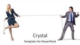  Presentation with war - Slides having family battle - man and woman in tug background and a white colored foreground