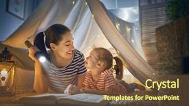  Presentation with children literature - PPT layouts having family bedtime mom and child background and a tawny brown colored foreground