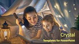  Presentation with family reading - Beautiful theme featuring family bedtime mom and child backdrop and a tawny brown colored foreground