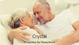  Presentation with family - Audience pleasing slide set consisting of family bedtime resting age and people concept - happy senior coupler lying in bad at home backdrop and a lemonade colored foreground