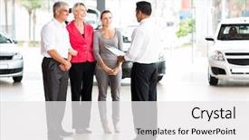  Presentation with vehicle - Colorful slide set enhanced with family before purchasing a car backdrop and a white colored foreground