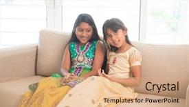  Presentation with family children - Slide deck consisting of family bonding at home happy background and a coral colored foreground