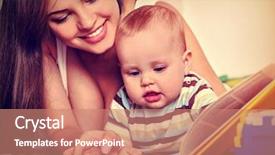  Presentation with baby book - Beautiful theme featuring family book read with mother backdrop and a coral colored foreground