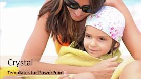  Presentation with solar drying - Beautiful PPT theme featuring family break - mother drying daughter with towel backdrop and a lemonade colored foreground