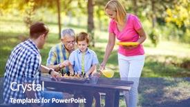  Presentation with chess - Amazing PPT theme having family break from a game backdrop and a ocean colored foreground