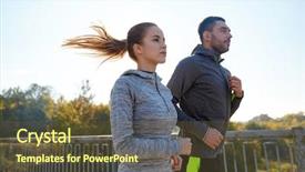  Presentation with sport - PPT theme consisting of family bridge - fitness sport people and jogging background and a  colored foreground