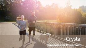  Presentation with sport - Slide set enhanced with family bridge - fitness sport people and jogging background and a coral colored foreground