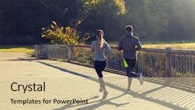  Presentation with sport - PPT theme with family bridge - fitness sport people and jogging background and a lemonade colored foreground