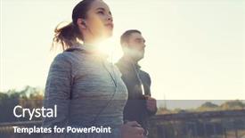  Presentation with lifestyle - PPT theme featuring family bridge - fitness sport people and lifestyle background and a dark gray colored foreground