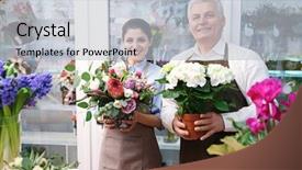  Presentation with black male female fashion - Presentation consisting of family business - male and female florists background and a light gray colored foreground