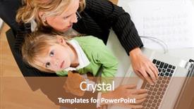  Presentation with working mother - PPT layouts consisting of family business - telecommuter businesswoman background and a coral colored foreground