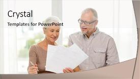  Presentation with business calculator - PPT theme consisting of family business savings age background and a white colored foreground