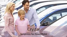  Presentation with car buying - Colorful slide deck enhanced with family buying new car backdrop and a soft green colored foreground
