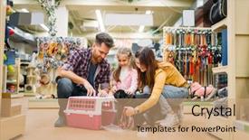  Presentation with puppy - Presentation enhanced with family buying supplies for little background and a coral colored foreground