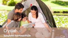  Presentation with camping - Slide deck featuring family-camping-in-the-park background and a  colored foreground