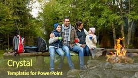 Presentation with family tourism - PPT theme enhanced with family camping and tourism concept background and a tawny brown colored foreground