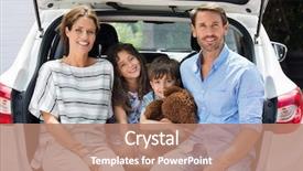  Presentation with children parents - Amazing slide deck having family car trip on summer backdrop and a coral colored foreground