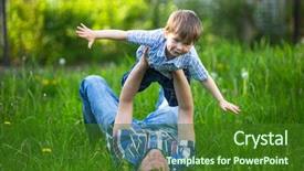  Presentation with father - Cool new presentation theme with family care - father and son playing lying backdrop and a forest green colored foreground