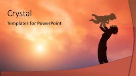  Presentation with child care - Slides featuring family care - mother lifting toddler child background and a yellow colored foreground