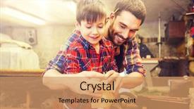  Presentation with workshop - Beautiful presentation design featuring family carpentry woodwork and people backdrop and a coral colored foreground