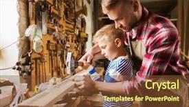  Presentation with family - Beautiful presentation featuring family carpentry woodwork and people backdrop and a tawny brown colored foreground