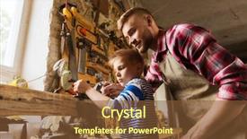  Presentation with workshop - Beautiful theme featuring family carpentry woodwork and people backdrop and a tawny brown colored foreground