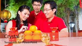  Presentation with chinese new year - Audience pleasing presentation theme consisting of family celebrate chinese new year backdrop and a coral colored foreground